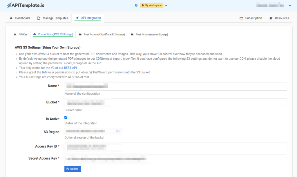 Bring Your Own Storage (BYOS)