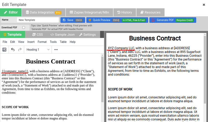APITemplate.io PDF template editor