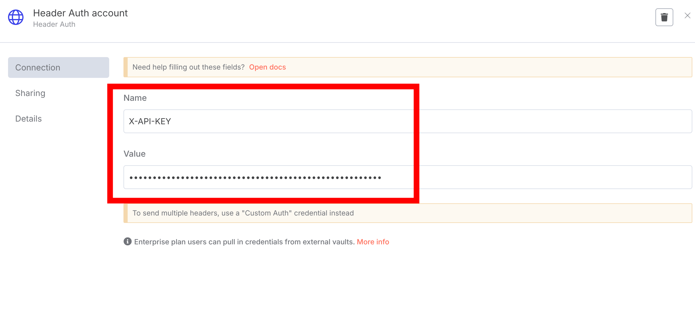 Header authentication with X-API-KEY