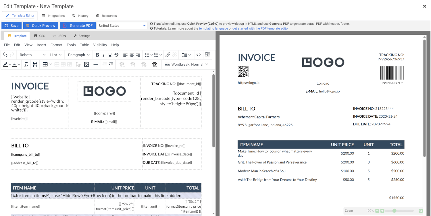 Launch the Visual Editor to edit the template