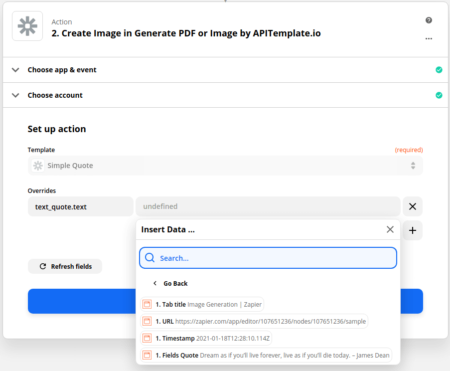 Mapping the Quote field from the trigger into the text_quote.text override