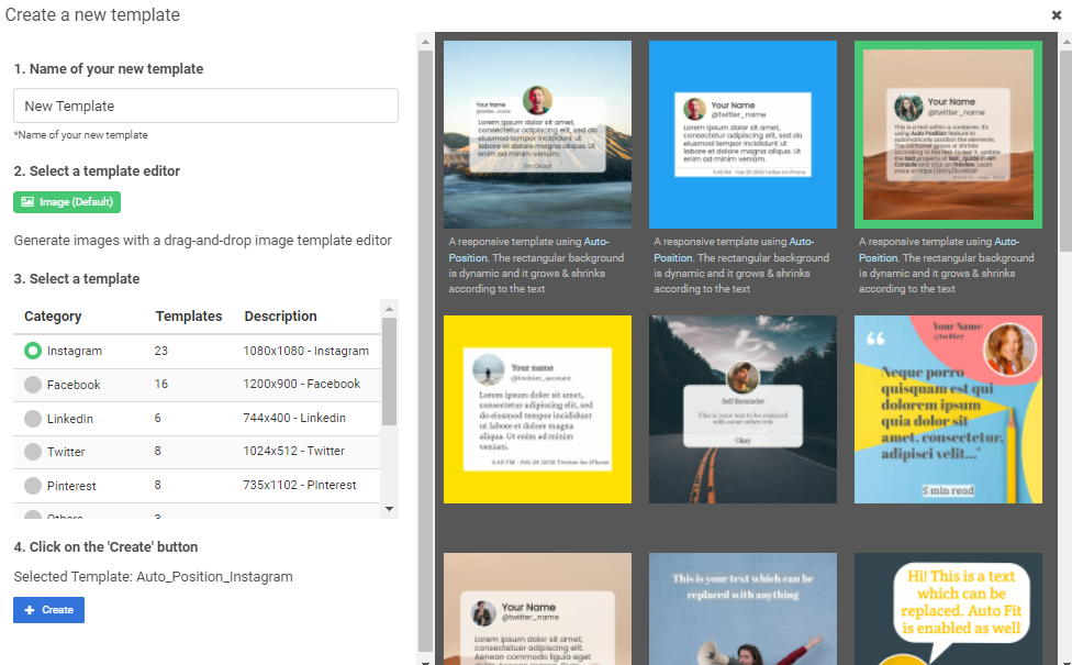 Create Instagram image template